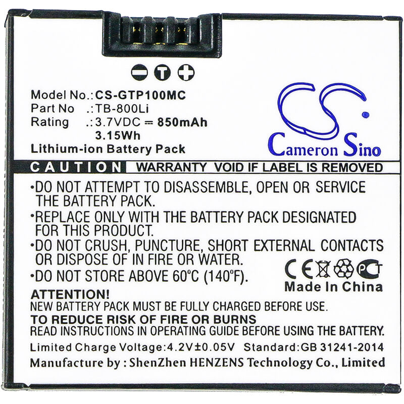 3.7V, 850mAh, Li-ion Battery fits Gotop, G1, 3.145Wh