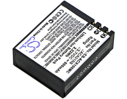 3.7V, 600mAh, Li-Polymer Battery fits Activeon, Cx, Cx Gold, 2.22Wh