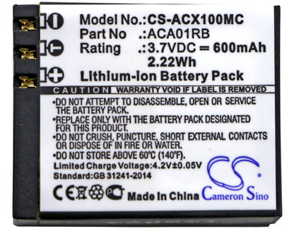 3.7V, 600mAh, Li-Polymer Battery fits Activeon, Cx, Cx Gold, 2.22Wh