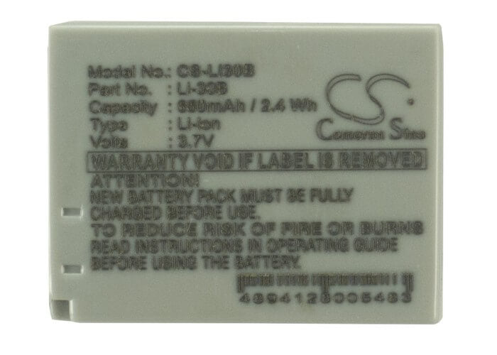 3.7V, 650mAh, Li-ion Battery fits Olympus, Stylus Verve Digital, Stylus Verve Digital S, 2.405Wh