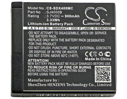 3.7V, 900mAh, Li-ion Battery fits Eken, H8, H8 Pro, 3.33Wh