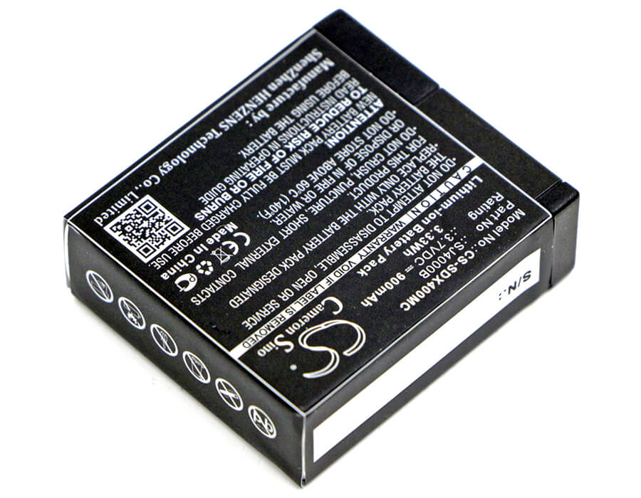 3.7V, 900mAh, Li-ion Battery fits Eko, Full Hd 1080p Wifi, Hd 720p, 3.33Wh