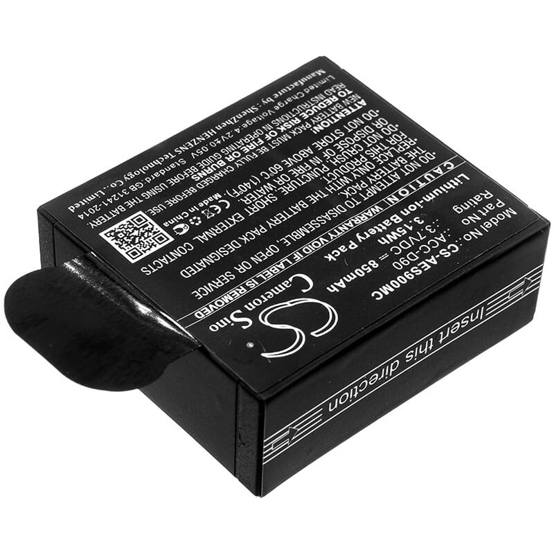 3.7V, 850mAh, Li-ion Battery fits Aee, D90, Lyfes72, 3.145Wh