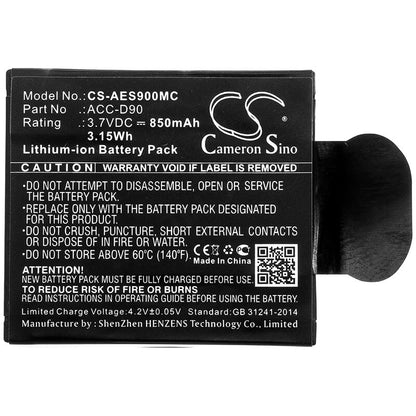 3.7V, 850mAh, Li-ion Battery fits Aee, D90, Lyfes72, 3.145Wh