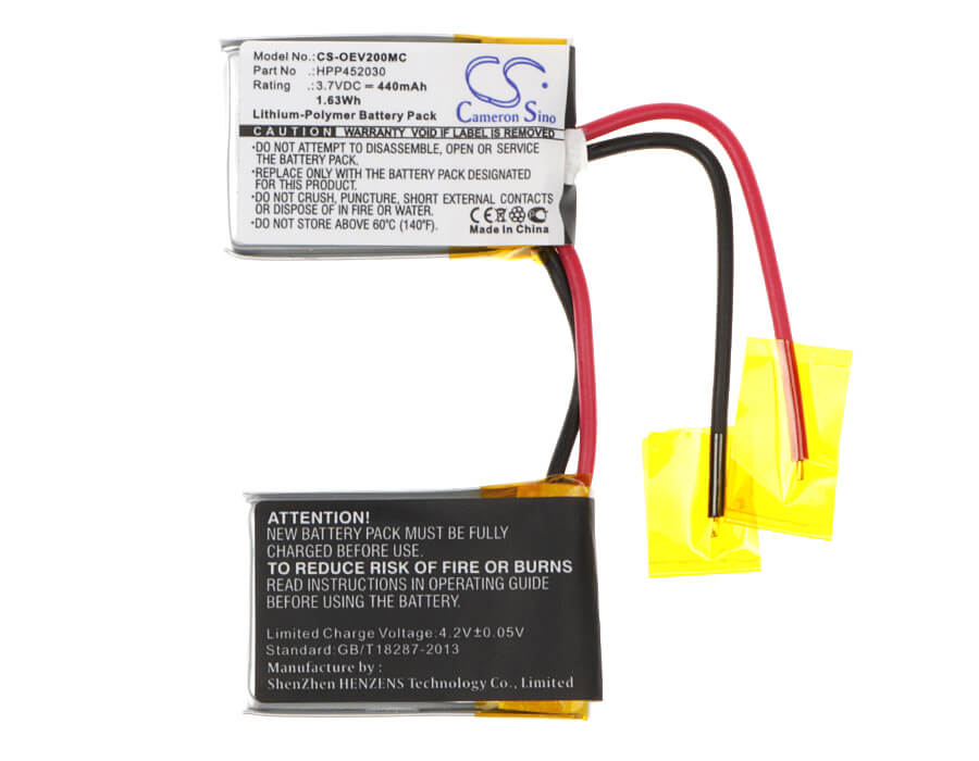3.7V, 440mAh, Li-Polymer Battery fits Ocean, Ev0200, 1.628Wh