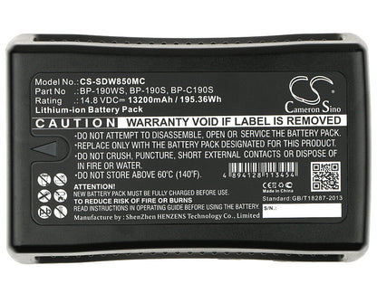 14.8V, 13200mAh, Li-ion Battery fits Sony, Dsr-250p, Dsr-600p, 195.36Wh