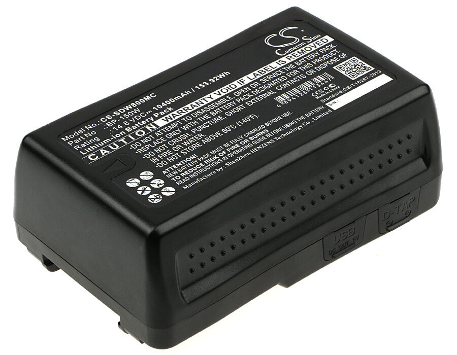 14.8V, 10400mAh, Li-ion Battery fits Sony, Dsr-250p, Dsr-600p, 153.92Wh