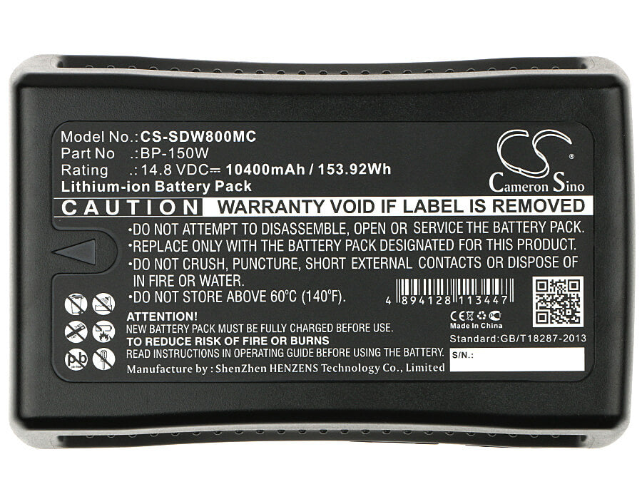 14.8V, 10400mAh, Li-ion Battery fits Sony, Dsr-250p, Dsr-600p, 153.92Wh