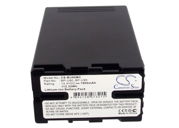 14.4V, 7800mAh, Li-ion Battery fits Sony, Hd422, Pmw-100, 112.32Wh