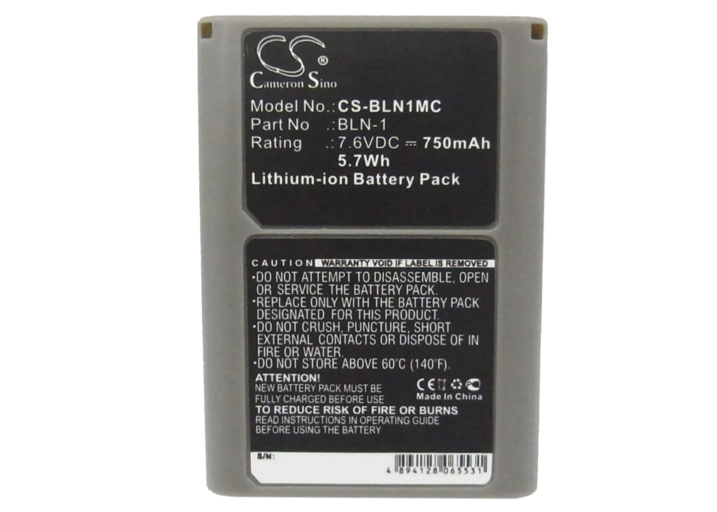 7.6V, 750mAh, Li-ion Battery fits Olympus, Em1 Ii, E-m1 Ii, 5.7Wh