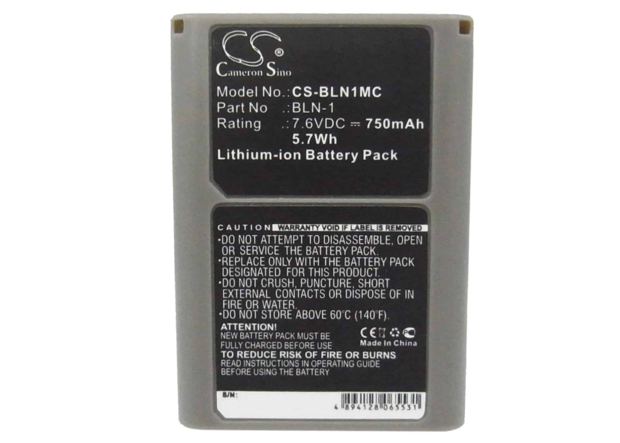 7.6V, 750mAh, Li-ion Battery fits Olympus, Em1 Ii, E-m1 Ii, 5.7Wh