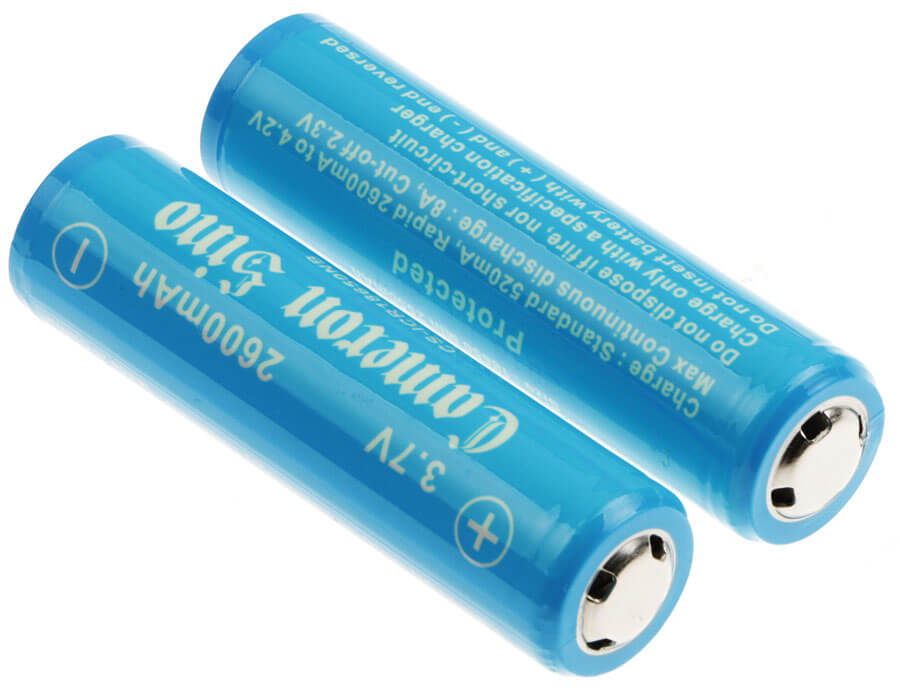 3.7V, 2600mAh, Li-ion Battery fits Cameron Sino, Icr18650, Inr18650, 9.62Wh
