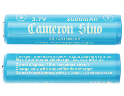 3.7V, 2600mAh, Li-ion Battery fits Cameron Sino, Icr18650, Inr18650, 9.62Wh