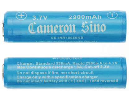 3.7V, 2900mAh, Li-ion Battery fits Cameron Sino, 10440, 13450, 10.73Wh