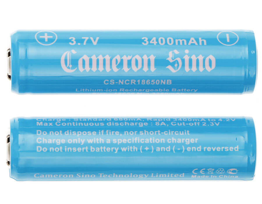 3.7V, 3400mAh, Li-ion Battery fits Cameron Sino, 10440, 13450, 12.58Wh