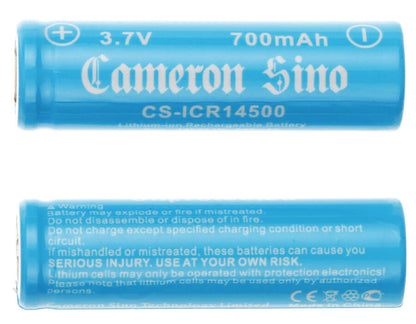 3.7V, 700mAh, Li-ion Battery fits Cameron Sino, Cs-icr14500ne, 2.59Wh