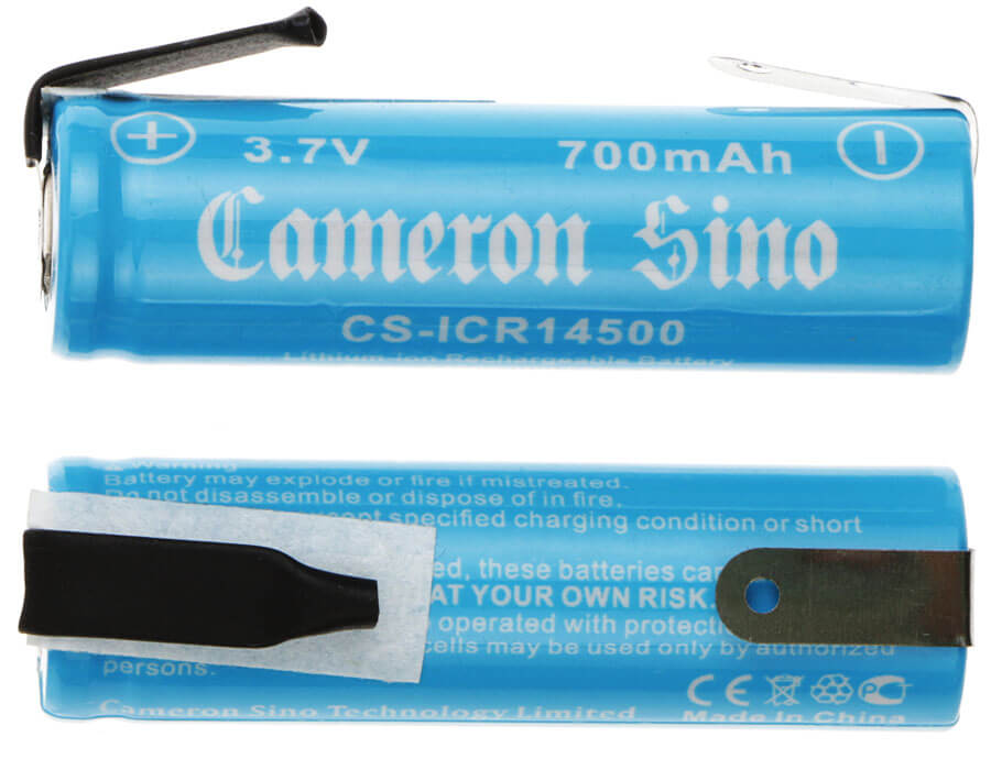 3.7V, 700mAh, Li-ion Battery fits Cameron Sino, Cs-icr14500nf, 2.59Wh