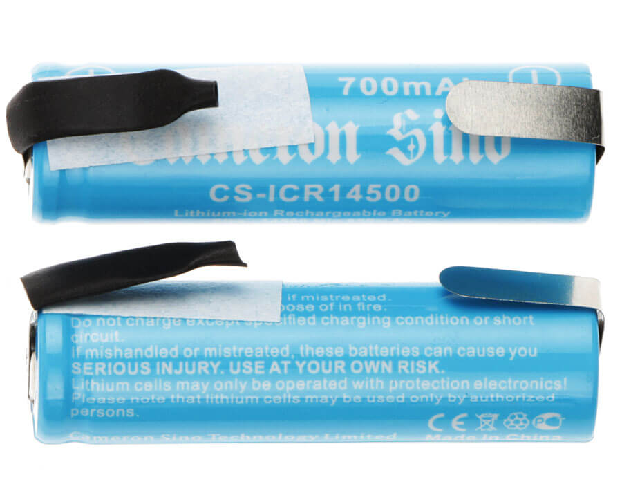 3.7V, 700mAh, Li-ion Battery fits Cameron Sino, Cs-icr14500nt, 2.59Wh