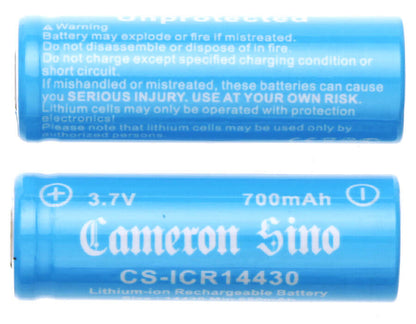 3.7V, 700mAh, Li-ion Battery fits Cameron Sino, Cs-icr14430ne, 2.59Wh