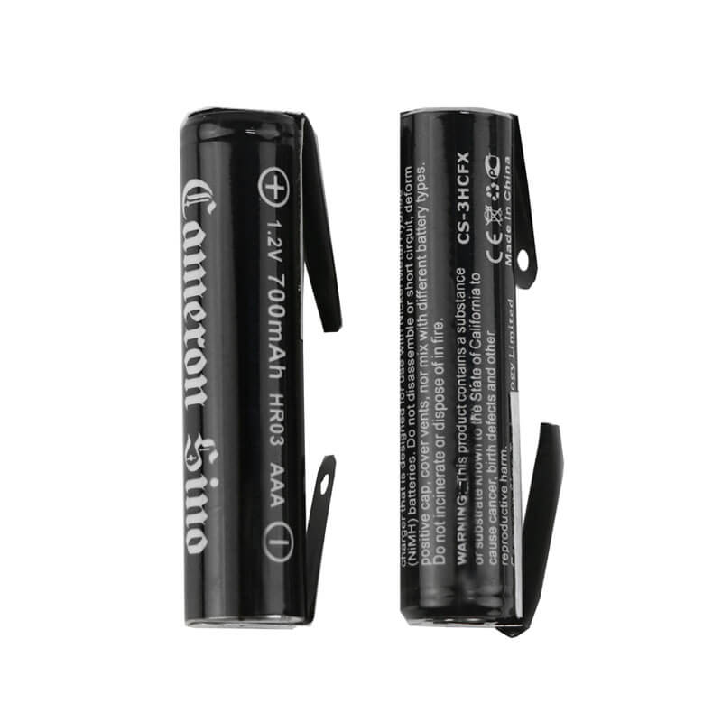 1.2V, 700mAh, 2 x Ni-MH Battery with tabs fits Cameron Sino, Aaa, Am4, 0.84Wh