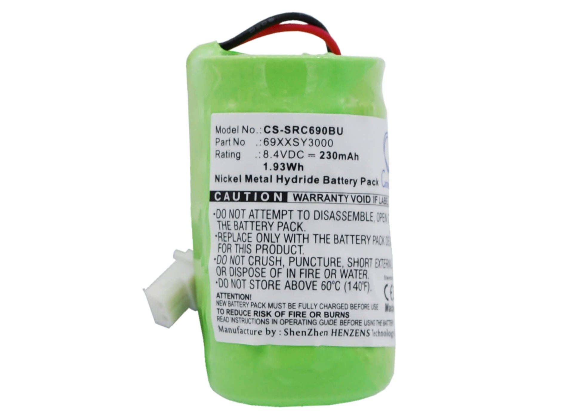 8.4V, 230mAh, Ni-MH Battery fits Symbol, Vrc6900, Vrc6940, 1.932Wh