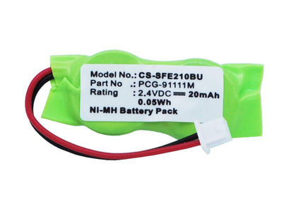 2.4V, 20mAh, Ni-MH Battery fits Sony, Vaio Pcg-7134m, Vaio Pcg-7154m, 0.048Wh