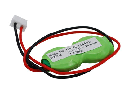2.4V, 20mAh, Ni-MH Battery fits Toshiba, Dynabook Cx/3214cmsw, Dynabook Db50c/dc8, 0.048Wh