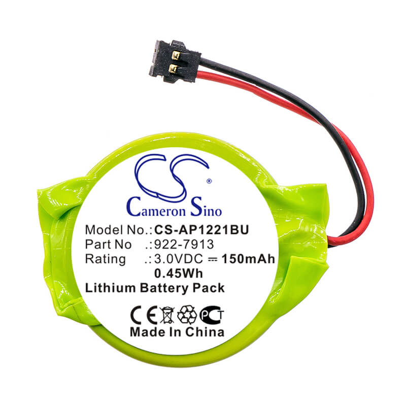 3.0V, 150mAh, Lithium Battery fits Apple, A1211 2007, A1211 2010, 0.45Wh