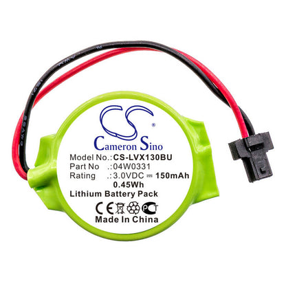 3.0V, 150mAh, Lithium Battery fits Lenovo, Thinkpad 13, Thinkpad Edge E130, 0.45Wh
