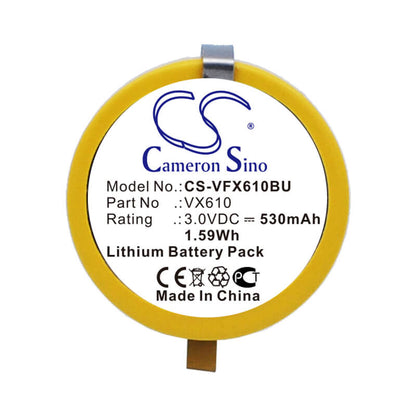 3.0V, 530mAh, Lithium Battery fits Verifone, Vx610, Vx610 Wireless Credit Card Mac, 1.59Wh