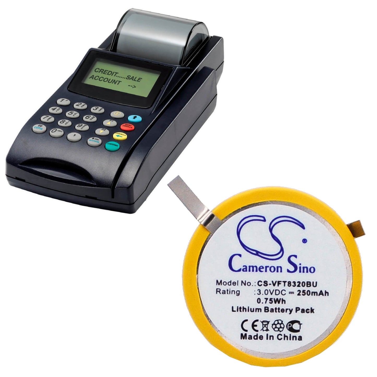 3.0V, 250mAh, Lithium Battery fits Verifone, Nurit 8320, 0.75Wh