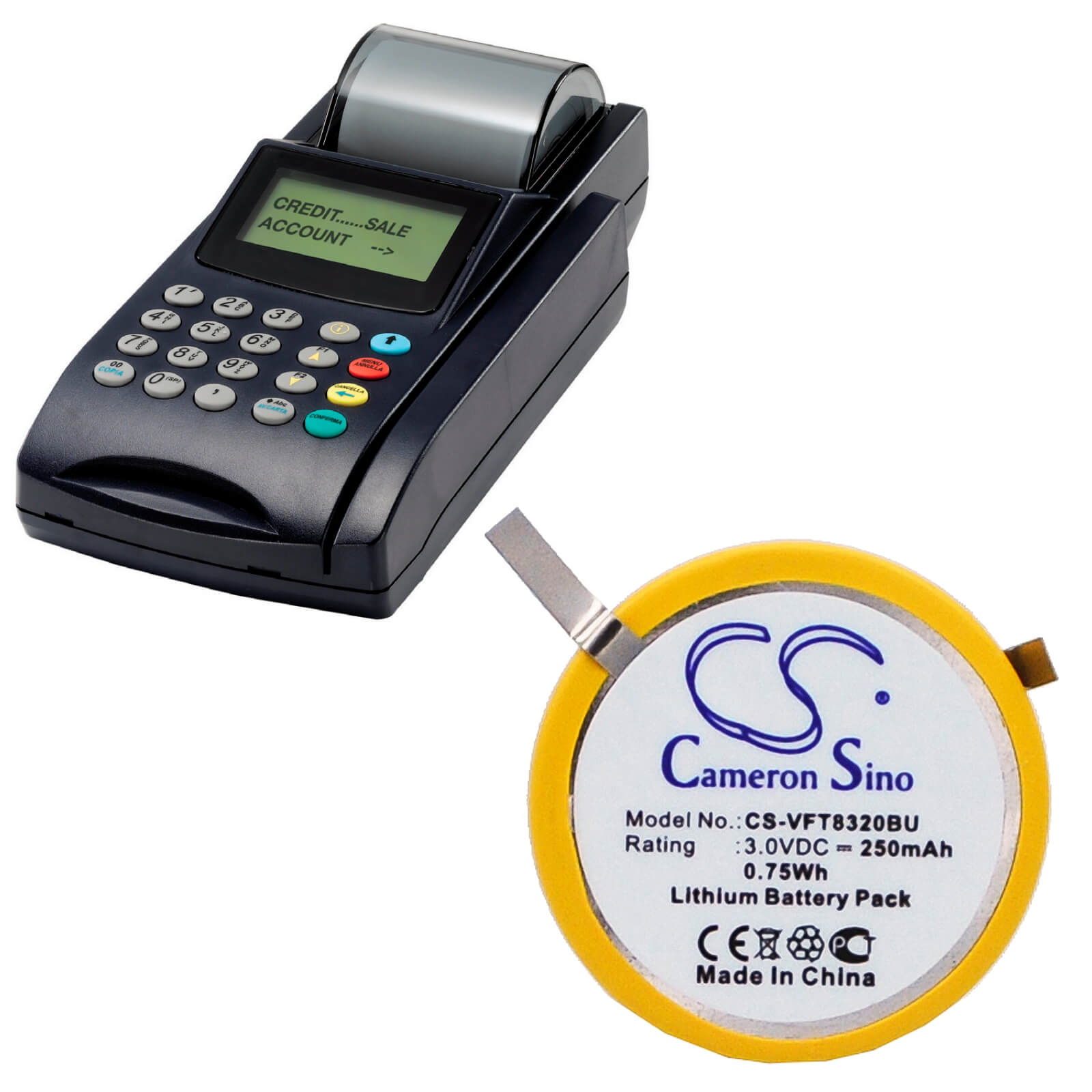 3.0V, 250mAh, Lithium Battery fits Verifone, Nurit 8320, 0.75Wh