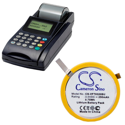 3.0V, 250mAh, Lithium Battery fits Verifone, Nurit 8320, 0.75Wh