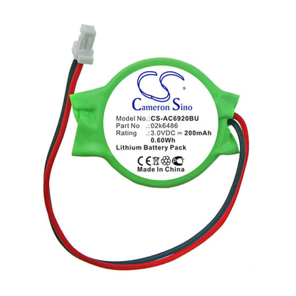 3.0V, 200mAh, Lithium Battery fits Panasonic, Toughbook Cf-18, Toughbook Cf-19, 0.6Wh