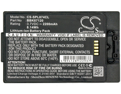 3.7V, 2200mAh, Li-ion Battery fits Spectralink, 8742, Pivot S8742, 8.14Wh