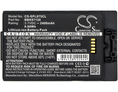 3.7V, 2400mAh, Li-ion Battery fits Spectralink, 8742, Pivot S8742, 8.88Wh