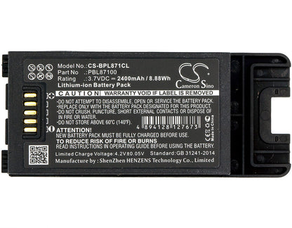 3.7V, 2400mAh, Li-ion Battery fits Spectralink, Pbl87410, Pivot 8741, 8.88Wh