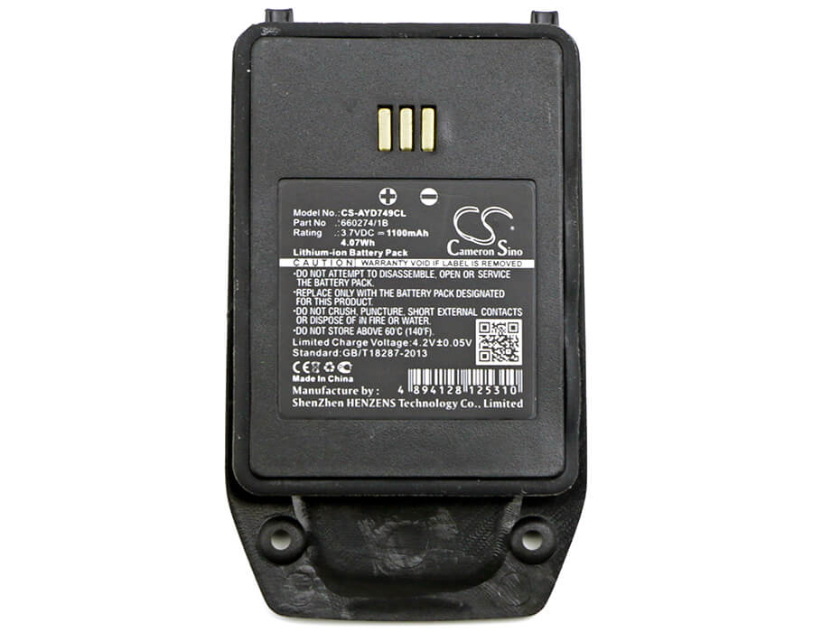3.7V, 1100mAh, Li-ion Battery fits Avaya, Dect 3749, Dt413, 4.07Wh