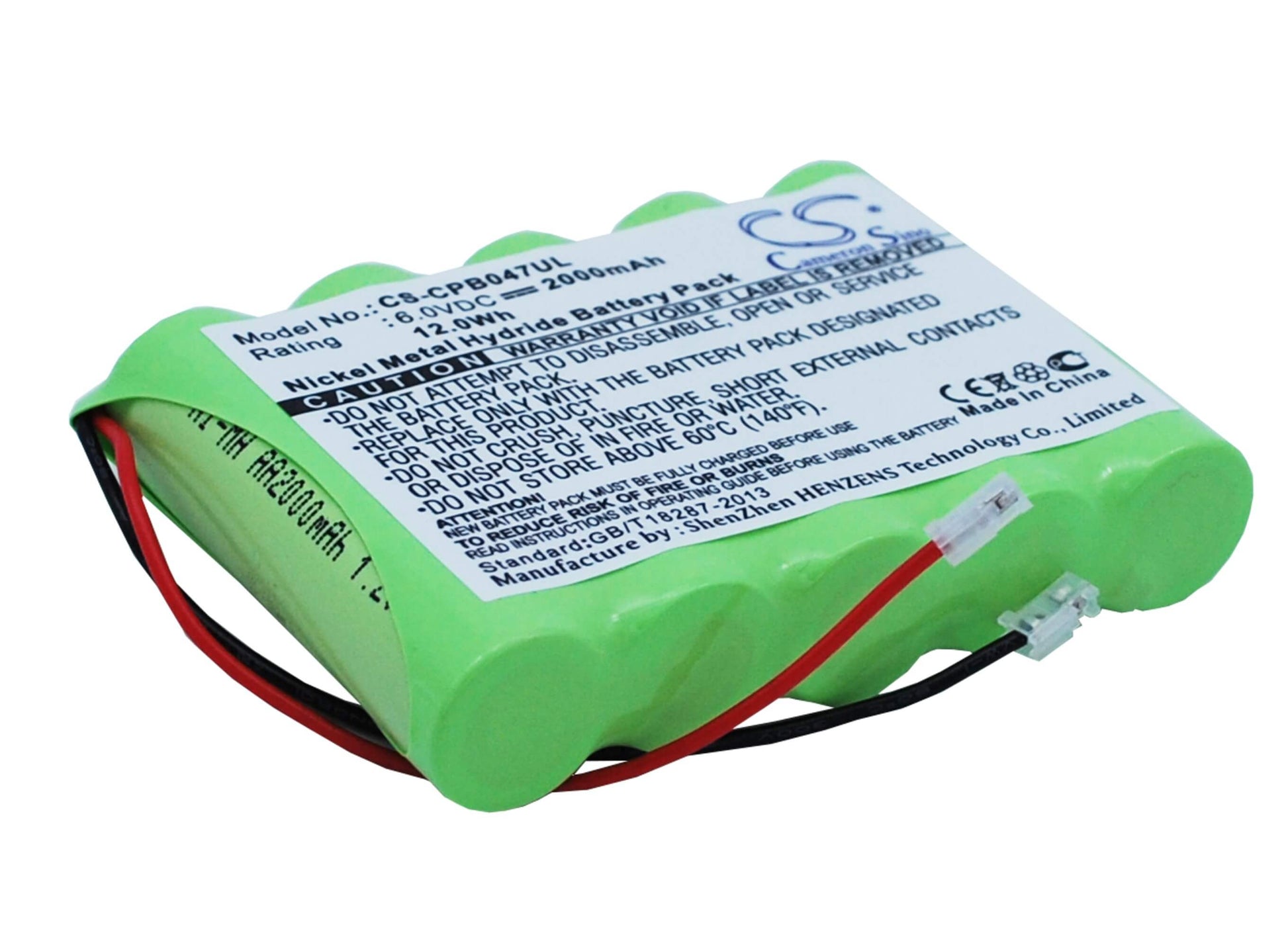 6.0V, 2000mAh, Ni-MH Battery fits Universel, Aa X 5, 12Wh
