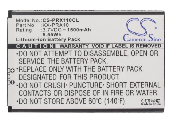 3.7V, 1500mAh, Li-ion Battery fits Panasonic, Kx-prx110, Kx-prx110gw, 5.55Wh