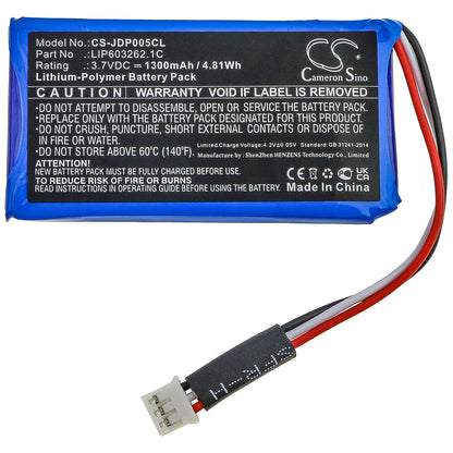 3.7V, 1300mAh, Li-Polymer Battery fits Jablocom, Gdp-04i, 4.81Wh