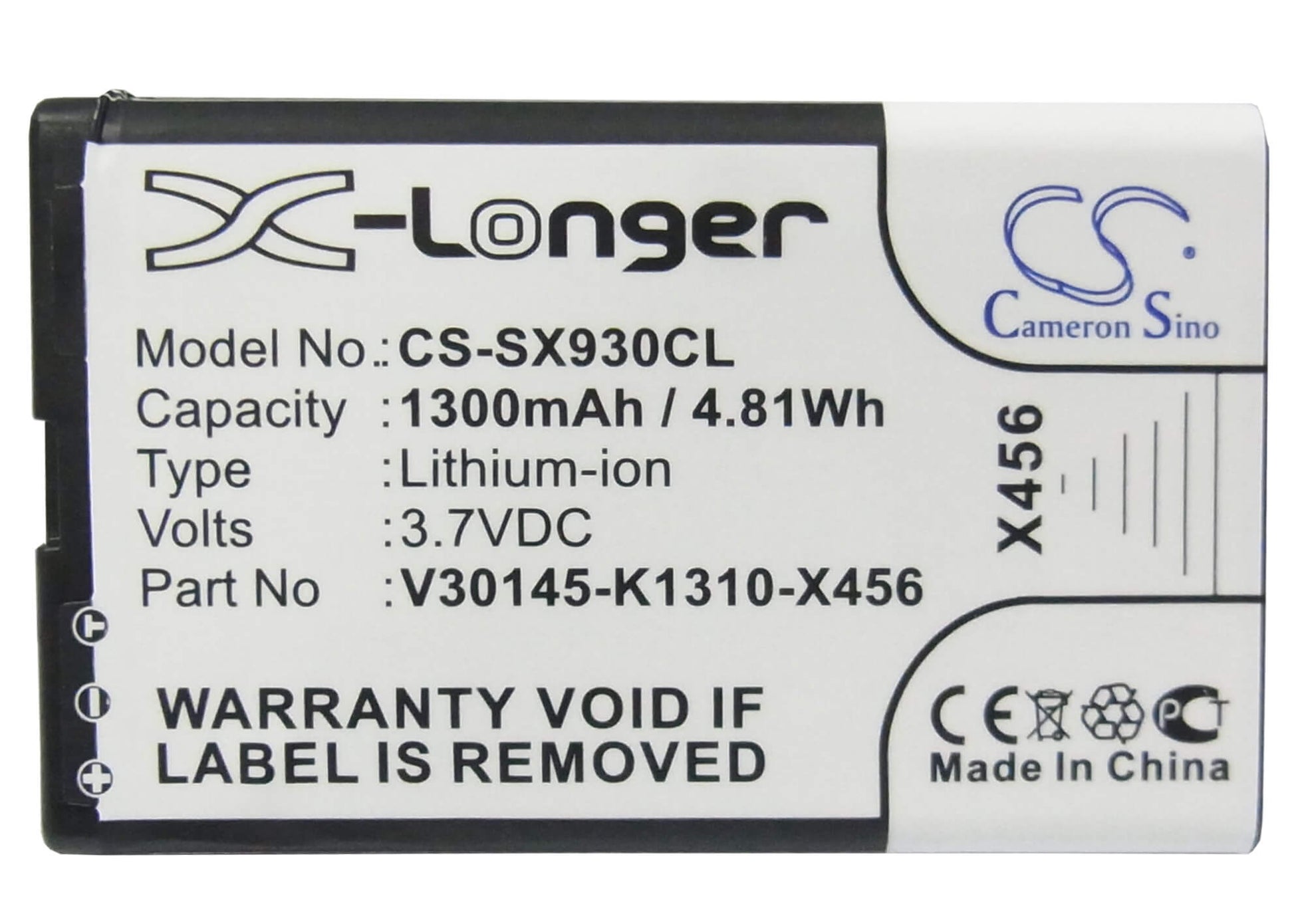 3.7V, 1300mAh, Li-ion Battery fits Siemens, Gigaset Sl930, Gigaset Sl930a, 4.81Wh