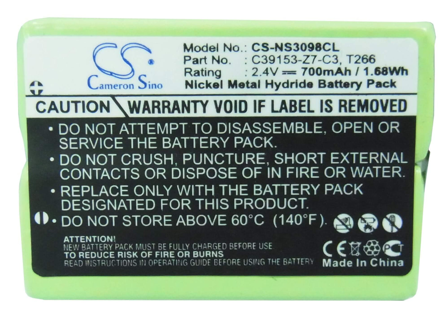 2.4V, 700mAh, Ni-MH Battery fits Telia, Free 3000, Free 3001, 1.68Wh