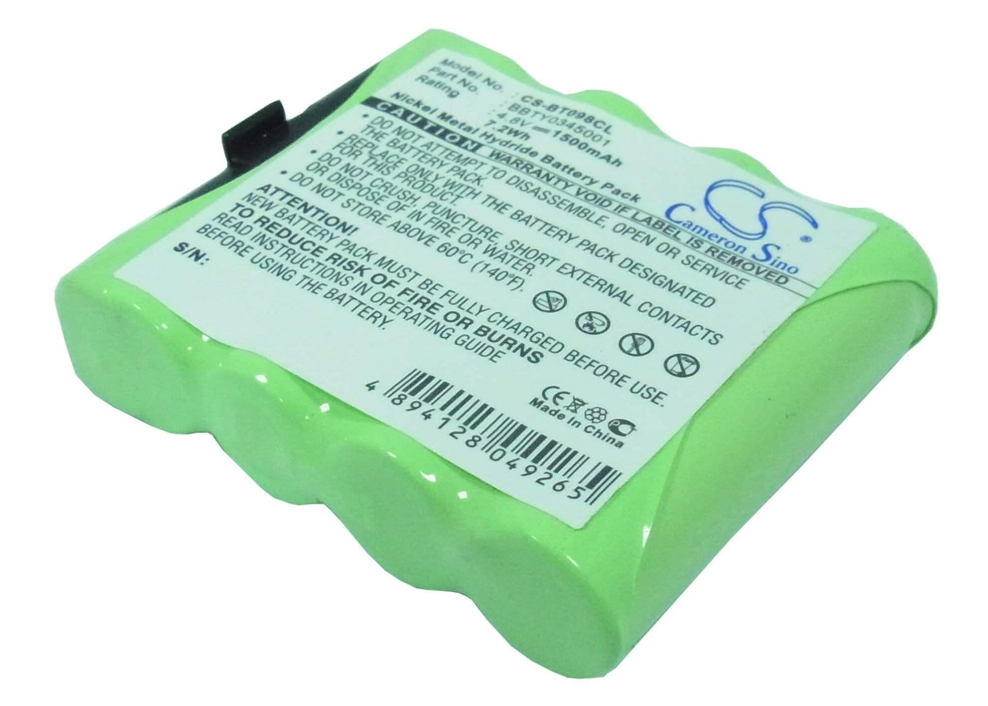 4.8V, 1500mAh, Ni-MH Battery fits Southwestern Bell, Bt098, Bt-098, 7.2Wh
