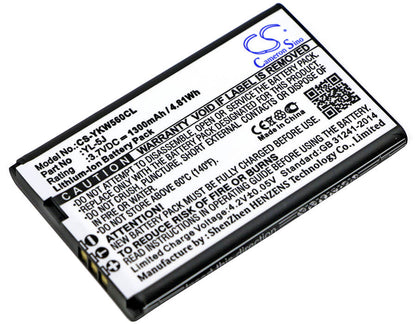 3.7V, 1300mAh, Li-ion Battery fits Yealink, One Talk Ip Dect, W56h, 4.81Wh