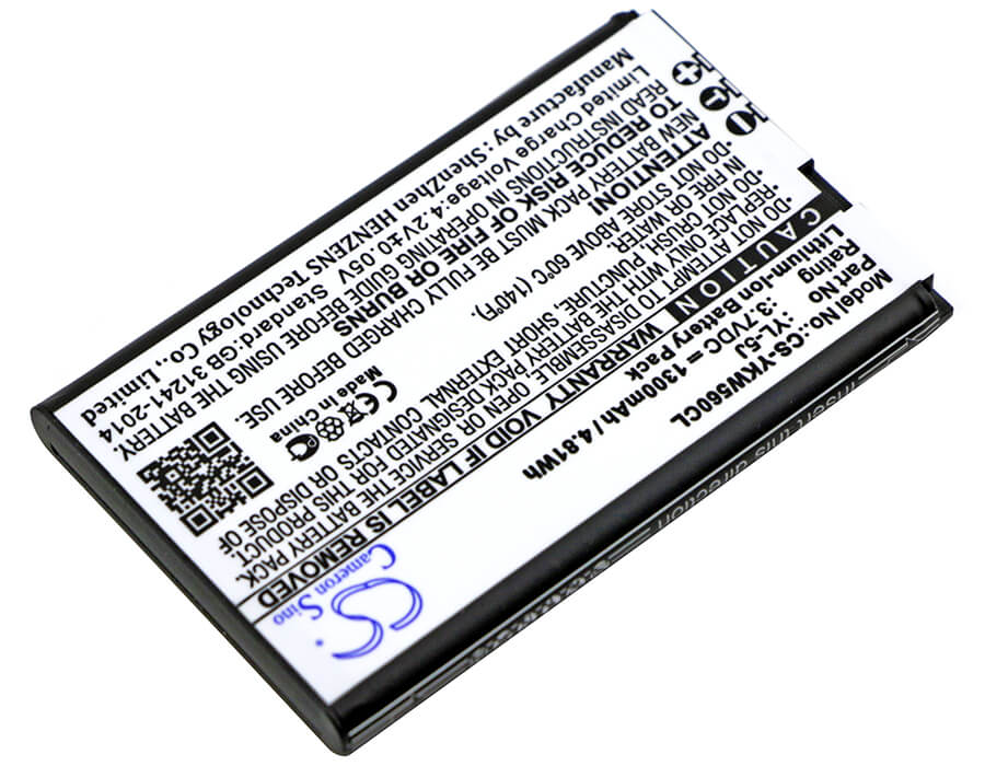 3.7V, 1300mAh, Li-ion Battery fits Yealink, One Talk Ip Dect, W56h, 4.81Wh