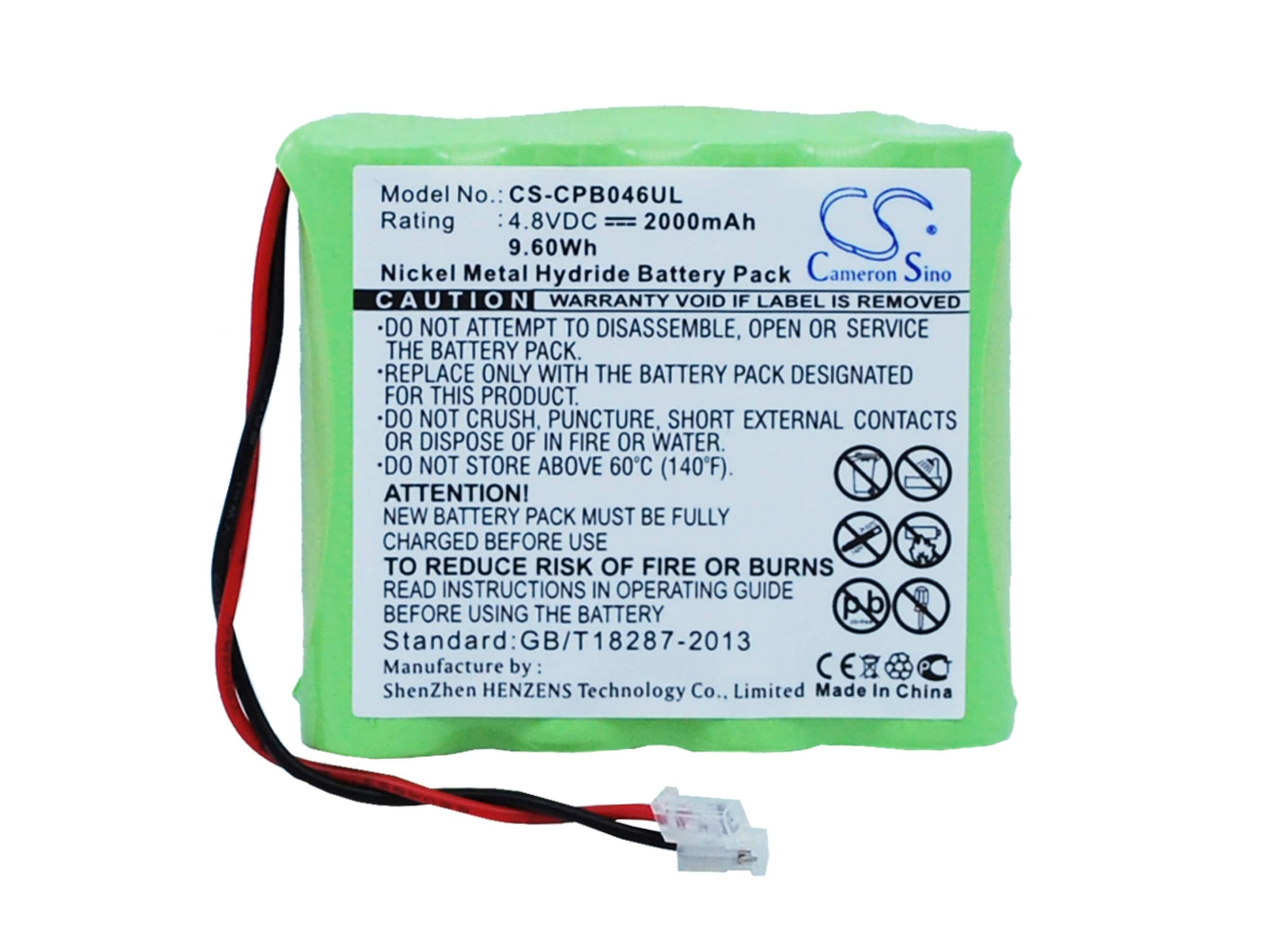 4.8V, 2000mAh, Ni-MH Battery fits Universel, Aa X 4, 9.6Wh