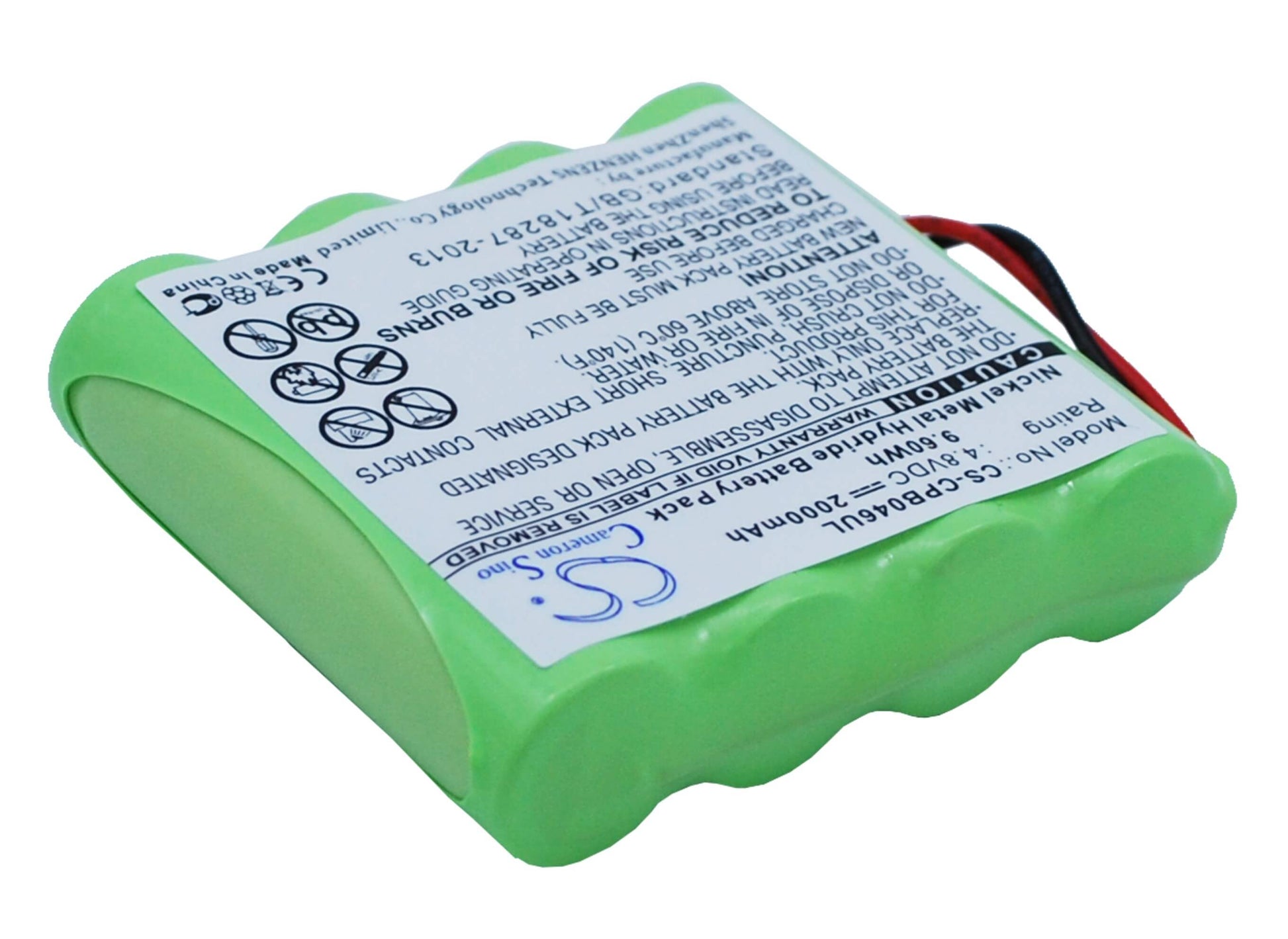 4.8V, 2000mAh, Ni-MH Battery fits Universel, Aa X 4, 9.6Wh