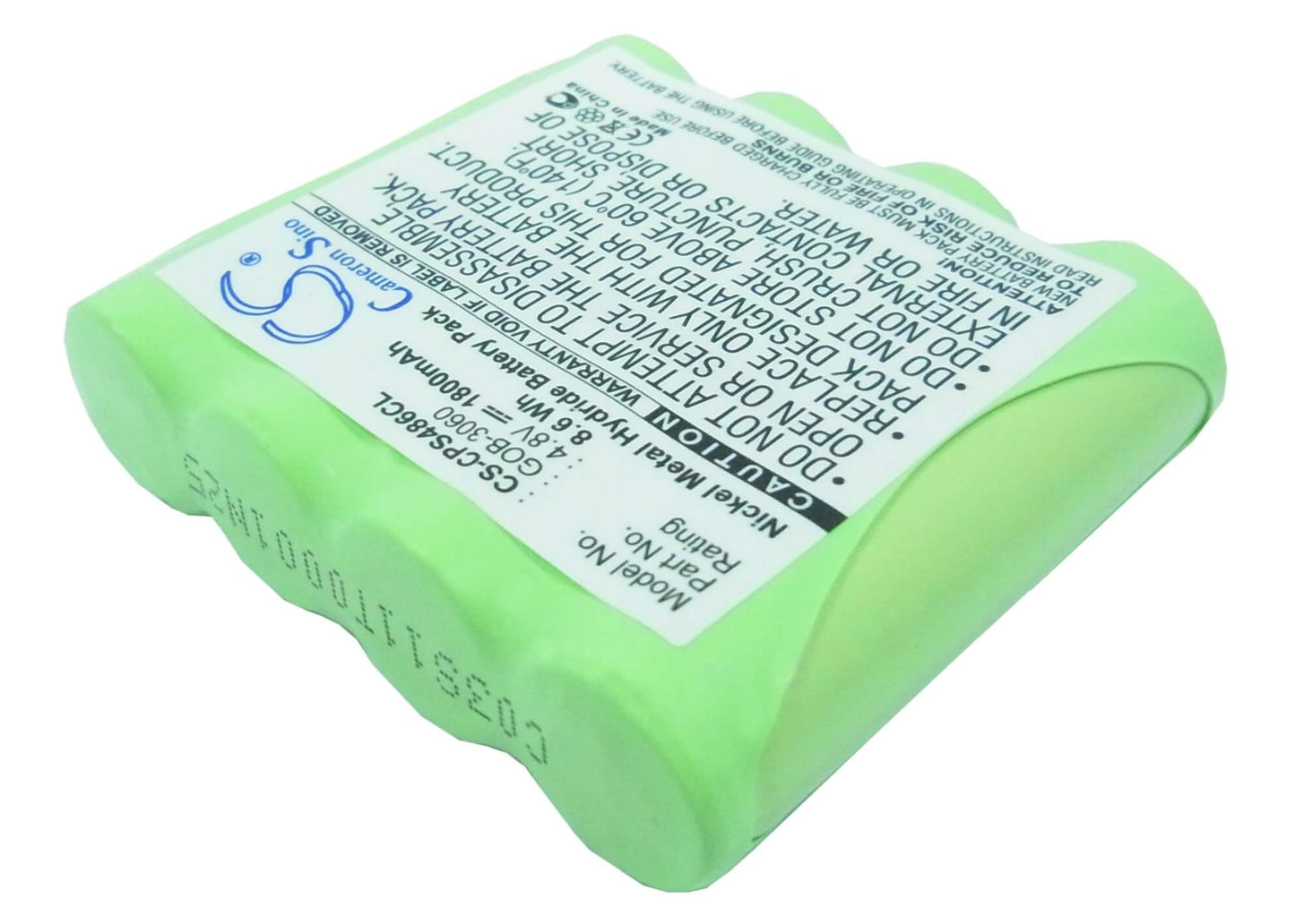 4.8V, 1800mAh, Ni-MH Battery fits Cobra, Cp 486s, 8.64Wh