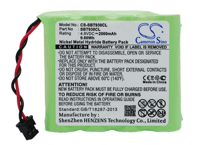 4.8V, 2000mAh, Ni-MH Battery fits Albrecht, Ae930, 9.6Wh